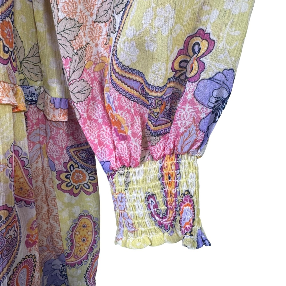 Fate Dress NWT Medium Paisley Floral Smocked Tiered Mini Spring Wedding Guest - Picture 4 of 11